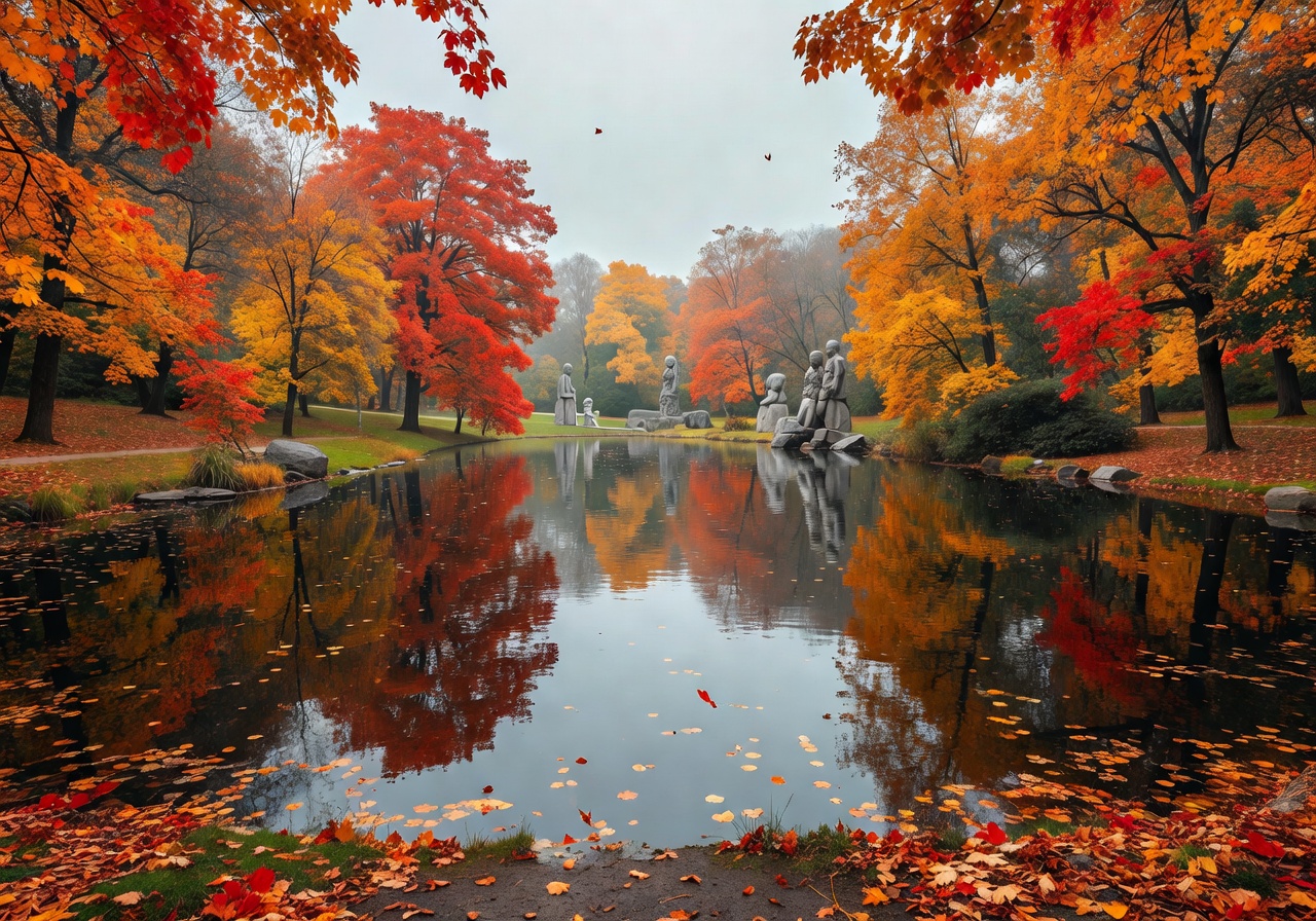 Autumn reflections in the pond at Frogner Park Oslo