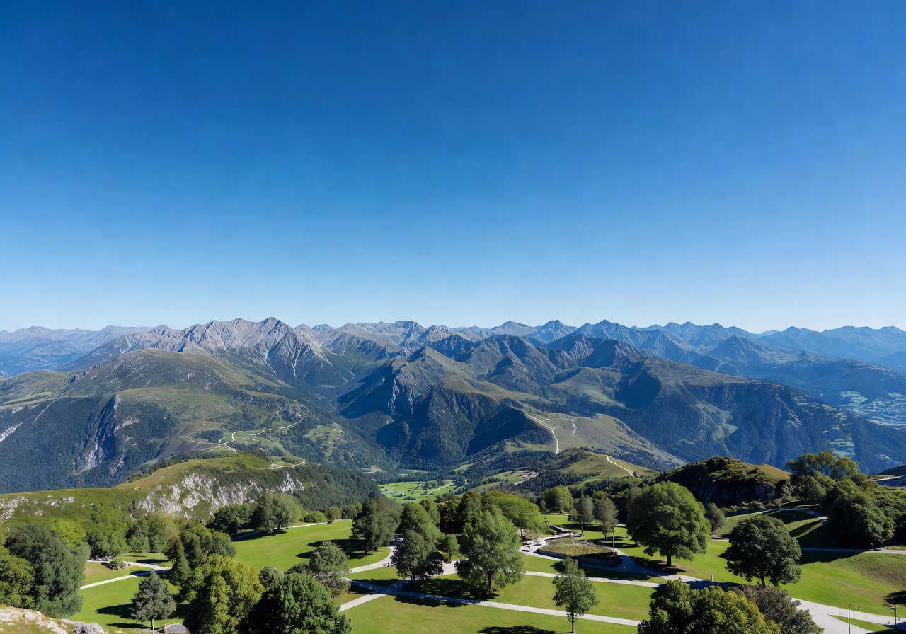 Mountain panorama seen from Byparken on a clear day